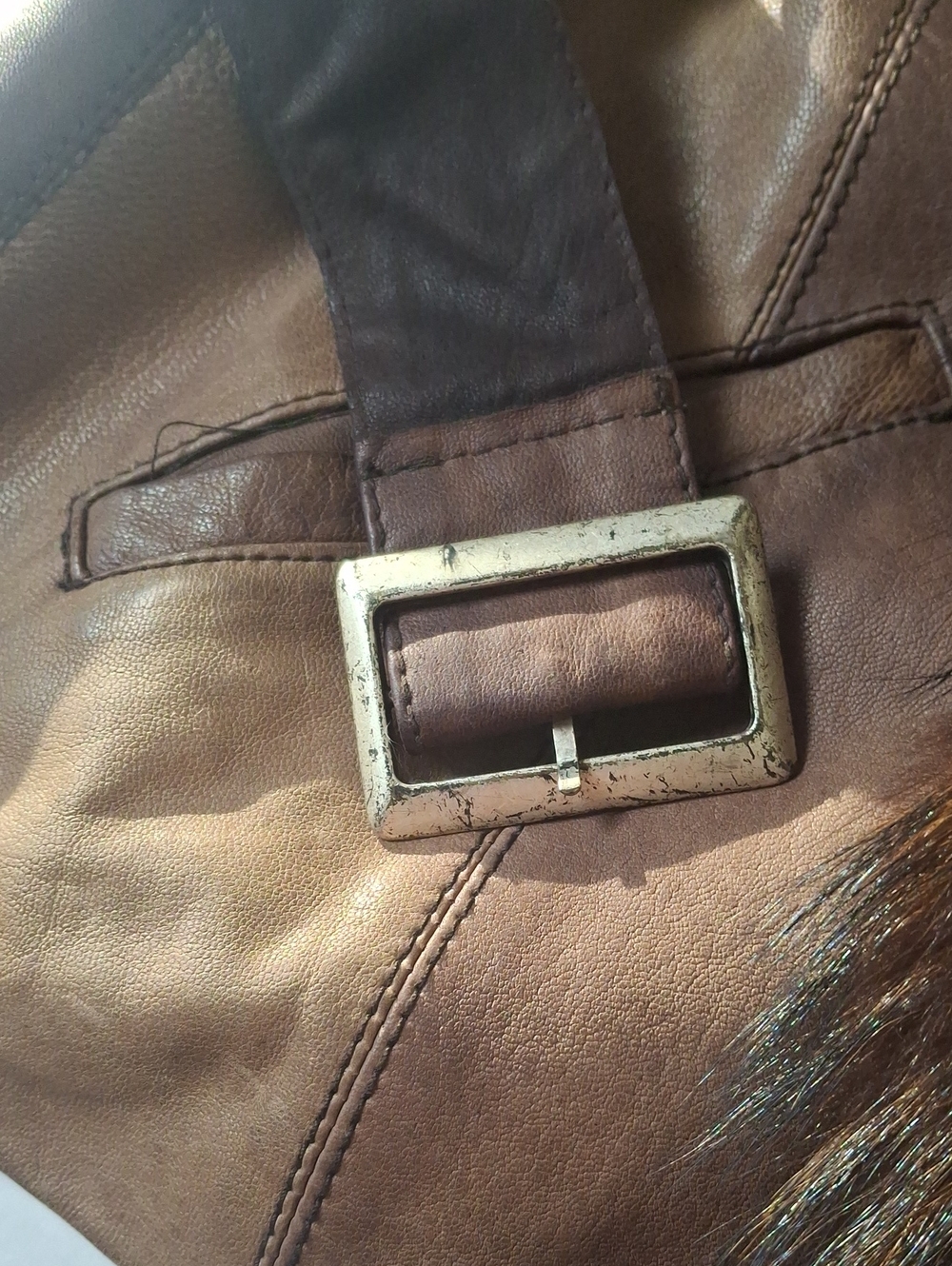 Vintage LeatherJacket Genuine Big Fur Collar Italy - Picture 7 of 16